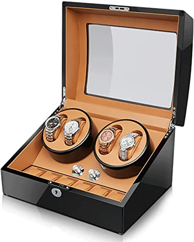 MKAK Reloj automático Winder, con 4 Reloj de Motor Tranquilo Pantalla de enrollamiento 6 Reloj Flexible Almohadas Caja de Almacenamiento Hombre/Relojes de Mujer Cajas giratorias