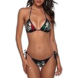 Mexican Flag Mexico Independence Day Independecia Fashion Boxing Bikini Women Halterneck Top and Set Swimsuits Beach Swimming Black One Size