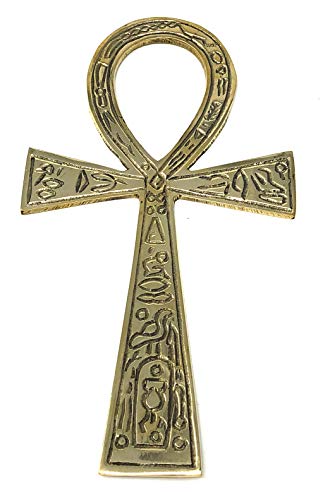 Vrinda® Ancient Egyptian Brass Ankh Wall Art - Handcrafted in India – Hanging Sculpture for Altar, Home Decor - Sacred Symbol (6.3 x 3.5 x 0.47 inches)