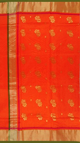 JAGESHWARI BUNAKAR SAHKARI SAMITI orange chanderi silk saree – image 3