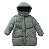 Lightweight Hooded Puffer Jackets for Girls Boys:Fashion Winter Warm Zipper Quilted Coats with Pockets Hiking Ski(Green,10-11Years)
