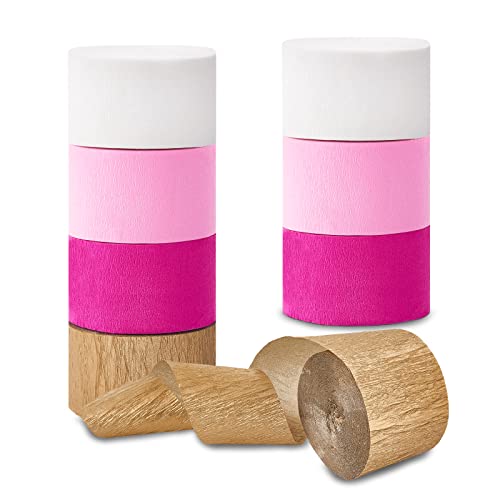 Streamers Bridal Shower Decorations,8 Rolls Rose Pink White Gold Crepe Paper Streamer For Bachelorette Party Wedding Shower Baby Shower Birthday Valentine's Day Decorations Party Supplies,82Ft Long #TOP5