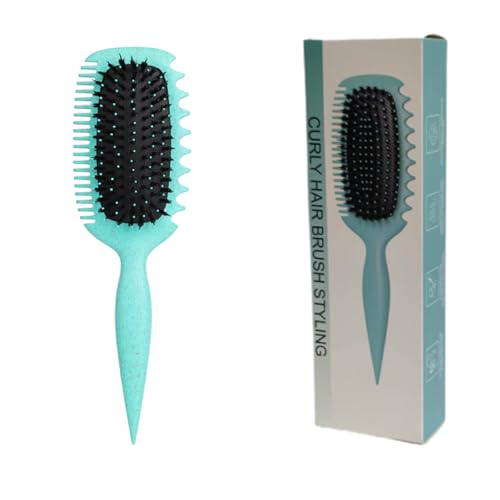 Green 1 PCS xiangwenlan Curly Hair Brush, Curl Defining Brush, Vented Hair Brush for Shaping, Detanging and Defining Curls For Women and Men Less Pulling