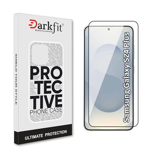 Image of DARKFIT Tempered Glass Premium Screen Protector Compatible for Samsung S24 Plus | Edge to Edge Coverage with Easy Installation Kit | Scratch Resistance | HD Clear Glass (Black Border) | Pack of 1