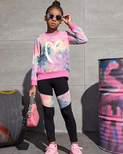 Image of Girls 2 Piece Outfits Kids Clothes Sets Sweatsuit Tracksuit Jogger Print Long Sleeve Sweatshirts Sweatpants 4-13Y