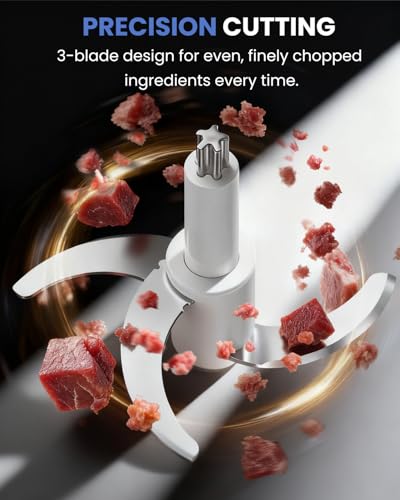 Image of LINKChef Food Processor, 6 Cup Electric Food Chopper, 250W Meat Grinder | Sharp Stainless Steel Blades Chop Meat, Vegetables, Onions and Baby Food, Stainless Steel Bowl, Compact and Easy to Clean