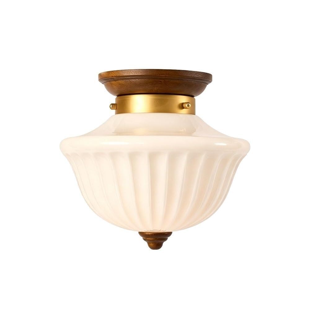 LYOUAE Retro Style Glass Semi Flush Mount Ceiling Light Modern Gold Hallway Ceiling Lamp Art Deco Ceiling Light