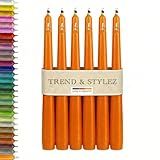 Elegantes velas puntiagudas de 250 x 23 mm, velas de mesa y decoración de mesa, sin goteo, olor neutro, 8 horas de combustión, certificado RAL, fabricadas en Alemania (azafrán, 12 unidades)