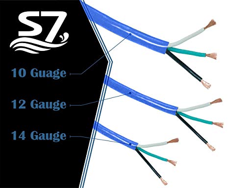 50-Ft 10-Gauge Heavy Duty 3-Outlet Sjtw Indoor/Outdoor Extension Cord By S7 , Grounded 15-Amp Three-Prong Power-Cord With The End Light Up #TOP1