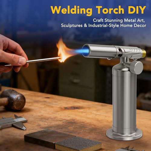 Image of Butane Torch, Professional Metal Micro Torch, Waterproof and Windproof Blow Torch, Refillable & Adjustable Soldering Torch for Jewelry Making, Baking, Cooking (Butane Gas not Included)