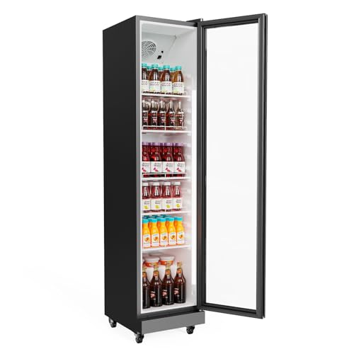 Image of ROVSUN 8 Cu.Ft Commercial Refrigerator Display Refrigerator ETL NSF Certified, Slim Commercial Beverage Cooler Glass Door Merchandiser Drink Fridge w/Adjustable Shelves LED Light for Bar Restaurant