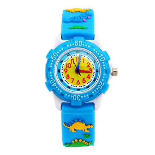 Jewtme Cute Toddler Children Kids Watches Ages 3-8 Analog Time Teacher 3D Silicone Band Cartoon Watch for Little Girls Boys