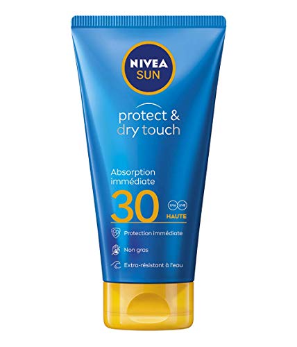 NIVEA SUN Gel Crème Protect & Dry Touch FPS 30 (1 x 175 ml), crème solaire transparente format tube, protection solaire UVA/UVB non grasse & non collante