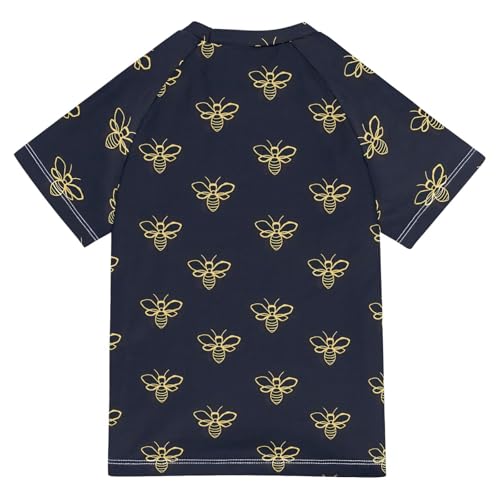 ALAZA Kids Rash Guard Girls Boys Toddler Swim Shirts Short Sleeve Bees Black UPF 50+ 3T2