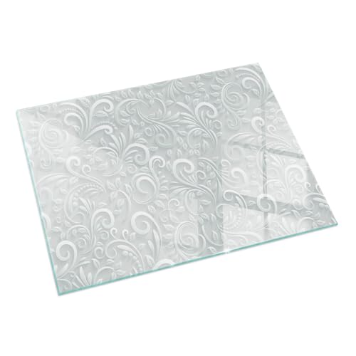 Placa para Parquet 60x40cm Protector de Suelo Cristal Templado Resistente a Altas Temperaturas Chispas y Arañazos Protector Decoración de la Sala de Estar - Elegante patrón de Planta