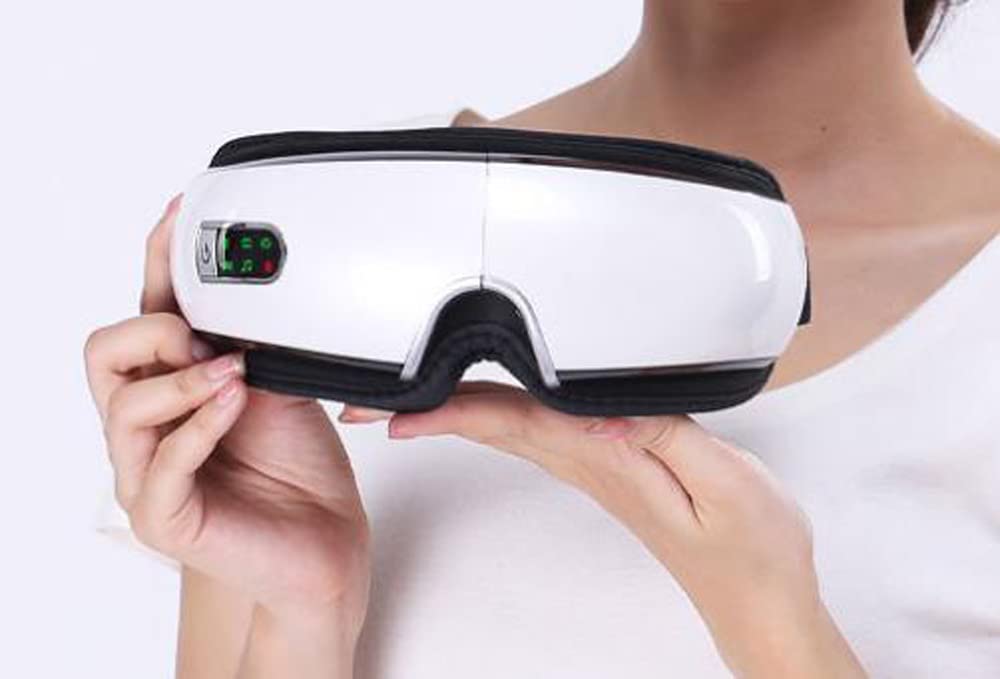Masseur des Yeux Appareil de Massage Oculaire avec Fonction de Chauffage Musique Compression d'Air pour Migraine Anti Cernes et Rela