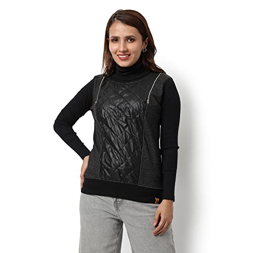 Image of Campus Sutra Women's Cotton High Neck Sweatshirt