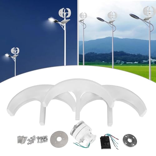 Rurazong HG-WXL-10-HCM White 5 Blades Vertical Axis Wind Turbine 600W 24V Wind Turbine Generator Lantern Wind Turbine With Controller, Flange Plate Wind Turbine Generator Kit thumb #2