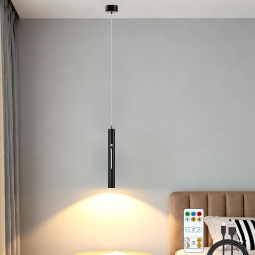 Lámpara colgante con bateria HOTUT recargable USB para techo cilíndrica