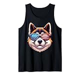 akita inu bandiera americana divertente patriottica usa dog lover canotta