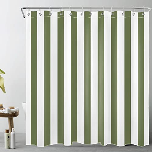 Rideau de douche en tissu à rayures verticales vert sauge 183x183 cm - 2