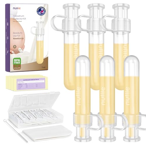 Image of Nuliie Colostrum Collector Kit 7ml/6pcs, Leakproof, Reusable Breast Milk Collector, Heat & Freezer Resistant, BPA-Free, With Cotton Cloth Wipe, Storage Case, Cleaning Brush - Ready-to-Use for Newborns