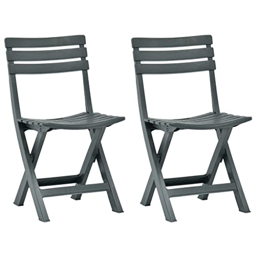 vidaXL Lot de 2 Chaises de Jardin Pliables, Sièges avec Dossier, Meubles de Terrasse Patio Balcon Bistro Extérieur, Plastique Vert