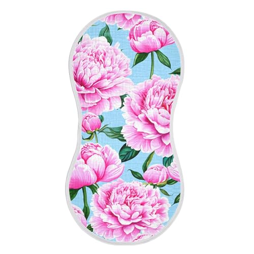 xigua Peonies Baby Burp Cloths for Newborn Boys and Girls 1 Pack, Soft & Absorbent Cotton Baby Burp Cloth, Baby Washcloths, Newborn Towel, Burp Rags