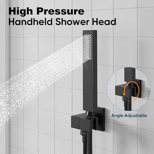 Image of ESNBIA Rain Shower Head with Handheld Spray Combo, 10 inch Matte Black