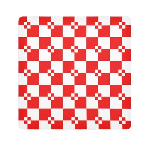 tplaotee Bolsa protectora para cosméticos de viaje de búfalo a cuadros, color blanco y rojo, organizador de maquillaje, envoltura para lentes de cámara, envoltura de tela para mujeres, tamaño 55 x 55