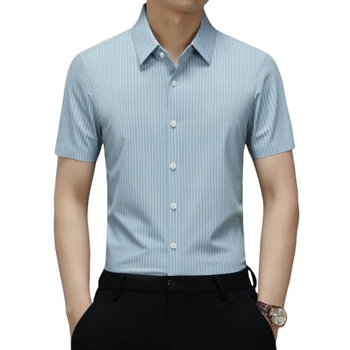 Chemise d'été homme en jacquard infroissable à manches courtes