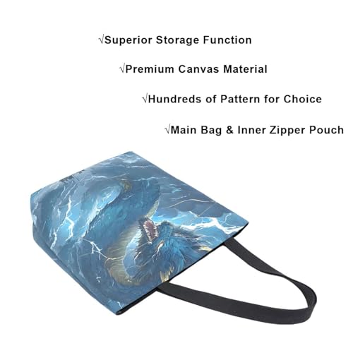 Extra Large Shoulder Tote Bag for Beach Travel Weekender Gym The Dragon Of Intimidation Reusable Grocery Canvas Shopping Bag4