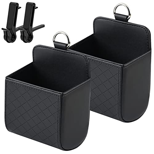 2 piezas Organizador de Salida de Aire del Coche, Ventilación Aire Del Coche Bolsillo de Salida Caja de Almacenamiento del Coche para Llaves Gafas Pitillera Monedas Bolígrafo Teléfono(Negro) Cover