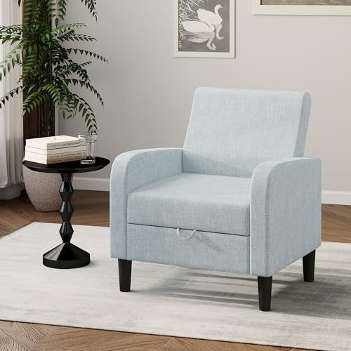 DAGONHIL Accent Chair Living Room Chair, Upholstered Reading Chair for Bedroom, Linen Fabric Armchair, Single Sofa for Living Room/Office/Library (Gray, 1 Pack)