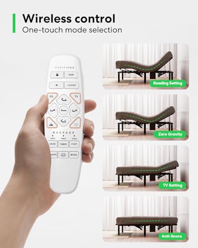 Image of Queen Size Adjustable Bed Frame, Zero Gravity Base, Stress Management with Head & Foot Incline, Wireless Remote Control, Massage, Under-Bed Nightlight, USB Ports, 850 lbs Capacity | ero Gravity, Head and Foot Incline, Heavy-Duty Steel Frame, Quiet Motor, Easy Installation,