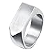 LANHI Men's Stainless Steel Simple Square Band Ring Signet Style 18k Gold Plated