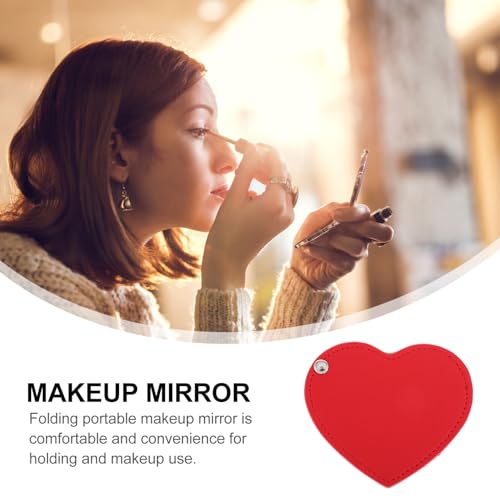 Espejo compacto de maquillaje portátil en forma de corazón miniatura 5