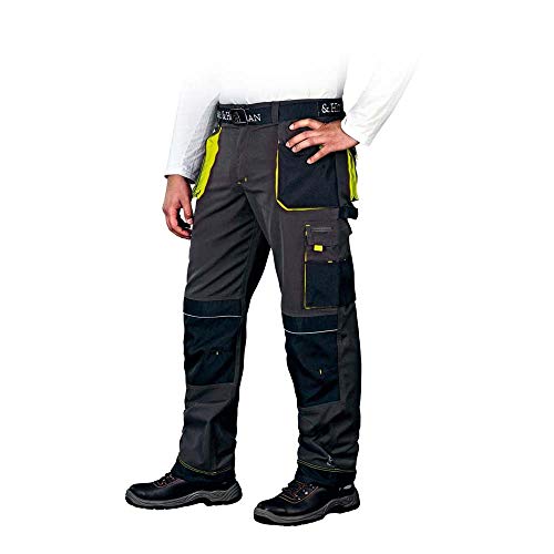 Leber&Hollman LH-FMN-T_SBY52 - Pantalones protectores (talla 52), color gris, negro y amarillo