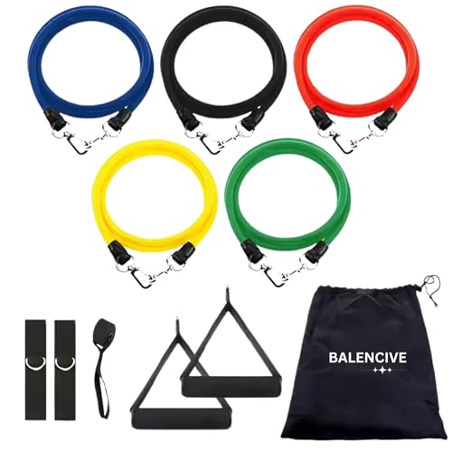 BALENCIVE Resistance Tube Bands 10 Pieces Set for Working Out with 1 Storage Bag, Workout Bands with Handles for Men and Women, Home Gym Equipment (Medium, 1, Count)