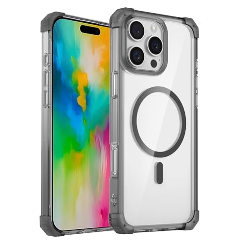 COQUE Custodia per Apple iPhone 16 Pro Max custodie protettive trasparenti magnetiche anti-ingiallimento custodia protettiva anticaduta di livello militare per 16 Pro Max-Nero