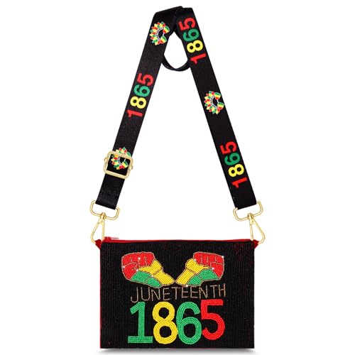 Image of Juneteenth Purse for Women Beaded Afro Freedom Crossbody Purse Shoulder Bag Black History Month African Outfit Gift