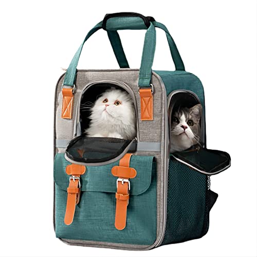 Mochila para mascotas SEOUGEE ventilada con rayas reflectantes para la noche 2