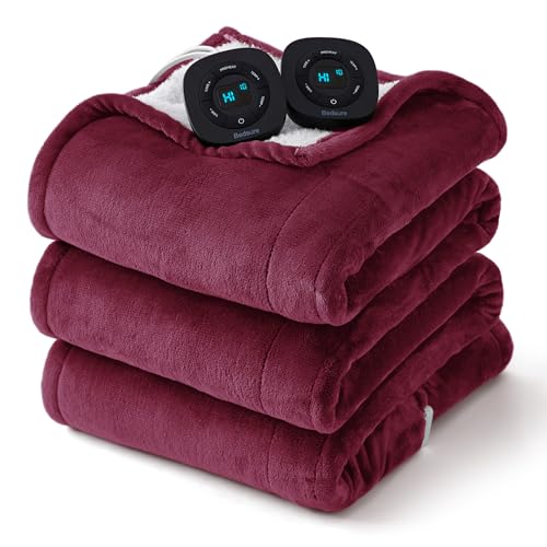 Image of Bedsure Electric Blanket King Size - Dual Control Heated Blanket King Size, Fast Heating with 10 Time Settings & 10 Heat Settings, Warm Gift for Grandma (100x90 inches, Red)