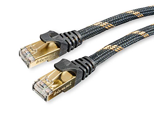 Bivani Elite Series - Cable de Red (categoría 8.1, 40 Gbps, 25 GBase-T / 40 GBase-T, 2000 MHz, PIMF, S/FTP, apantallado, RJ45, Gigabit Ethernet, LAN, con protección de Nailon) 2 m Negro