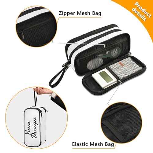 Image of Pencil Case Large Pen Bag with Zipper Custom Design | 3-Compartment Aesthetic Pencil Pouch Stationery Storage and Organizer, Marker Case School Supplies for Teen Adult Girls Boys