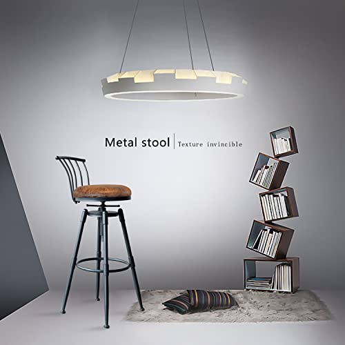 Msmv Bar Chair(Set Of 2) Vintage Industrial Bar Stool-Farmhouse Swivel Bar Stool-Swivel Kitchen Island Dining Chair-Kitchen Counter Height Adjustable Pipe Stool-Cast Steel Stool #TOP3