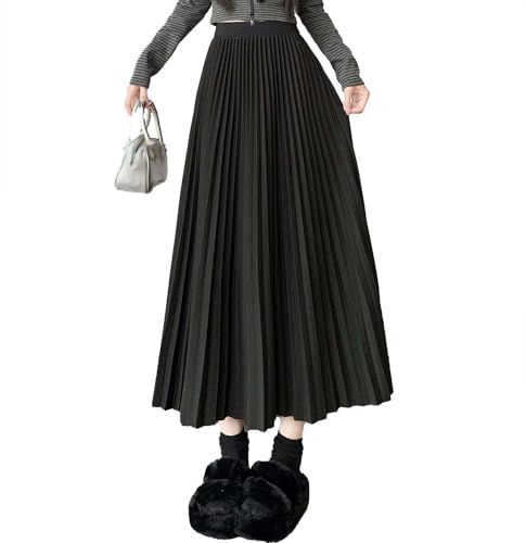 Jupe maxi plissée haut de gamme à taille haute pour l'automne