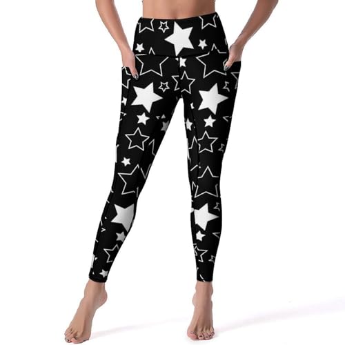 Legging de sport femmes étoiles noir et blanc taille S pour yoga et fitness