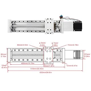 RATTMMOTOR ZBX80 400mm Stroke CNC Linear Stage Motion Actuator X Y Z Axis Linear Slide Rail Aluminum Alloy Cross Sliding Table Linear Rail Guide SFU1605 Ballscrew+Nema23 57 Stepper Motor for CNC
