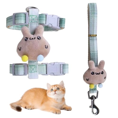GGUFAY Pettorina Coniglio Nano, Guinzaglio Morbido Per Conigli Da 120 Cm, Accessori Per Conigli, Cani Di Piccola Taglia E Altri Piccoli Animali Domestici, Verde Salvia (S, 1-4 Kg)